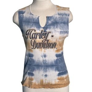 Harley Davidson Y2K 2004  Tie Dye Tank Top with Logo Size Small